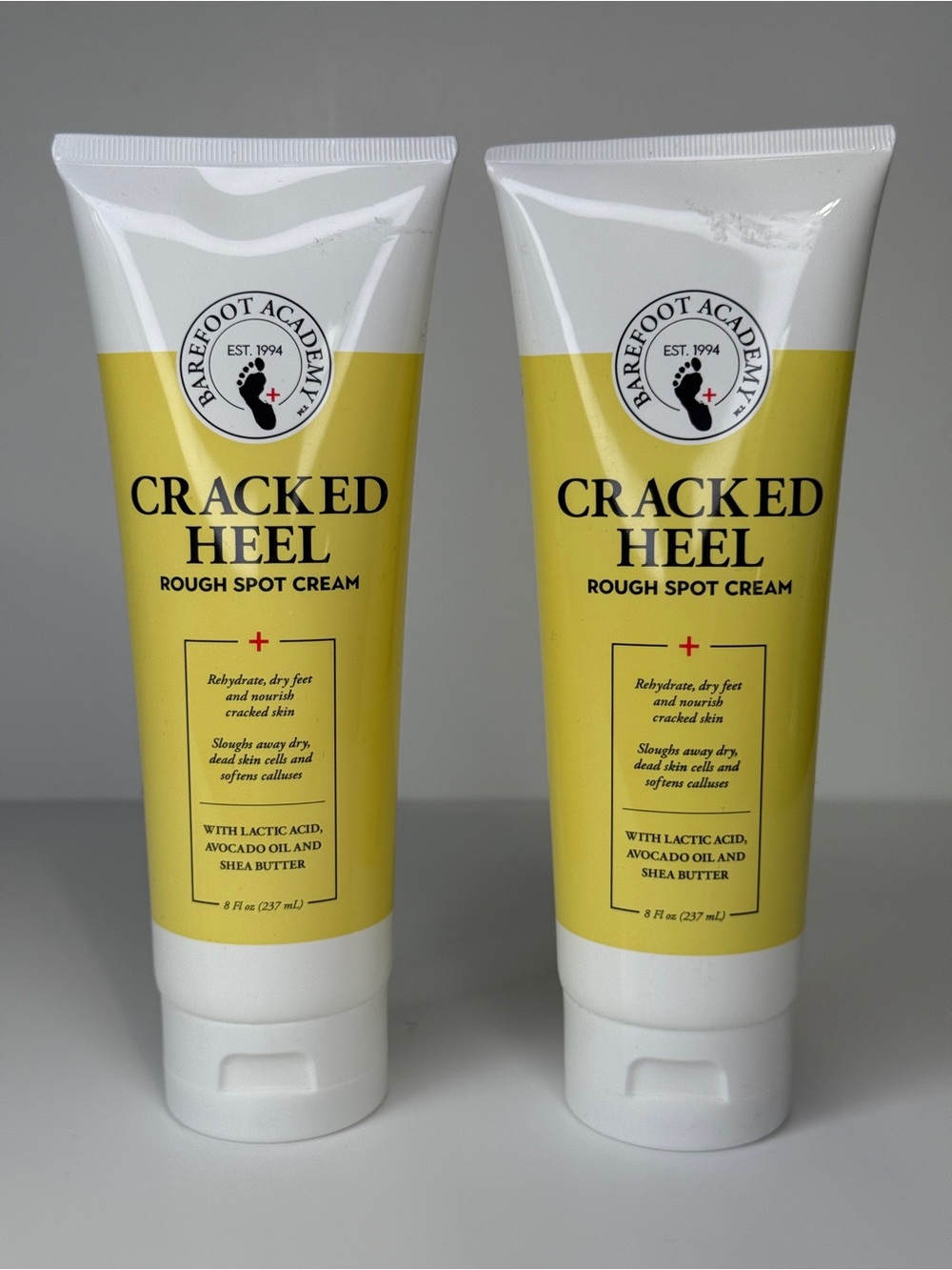 Barefoot Academy Cracked Heel Rough Spot Foot Cream 8 oz each Lot of 2